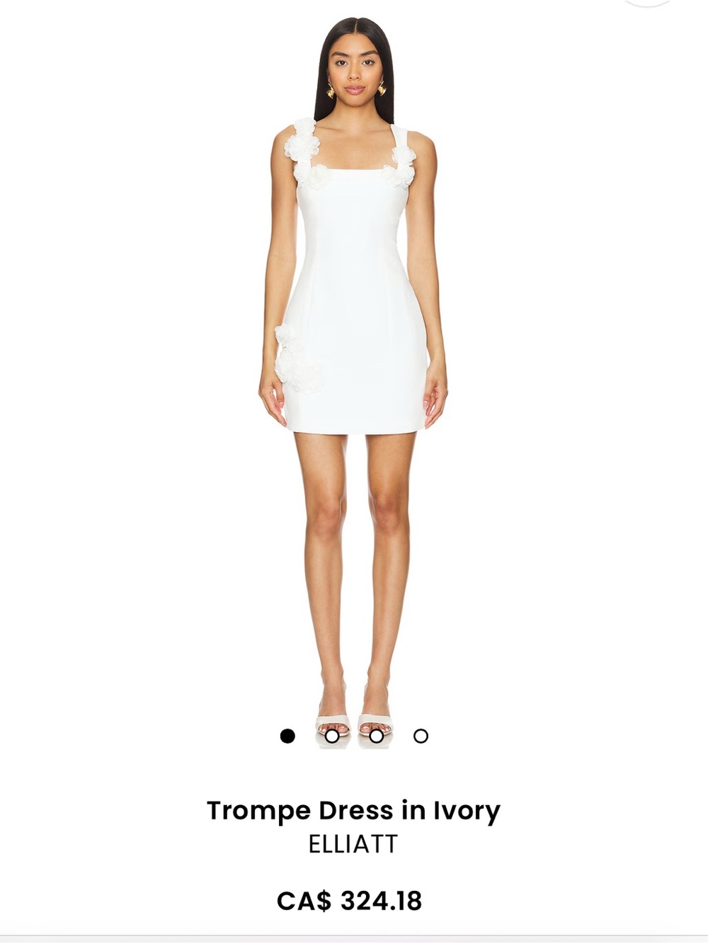 Elliatt Ivory Trompe Mini Dress with Floral Appliqué